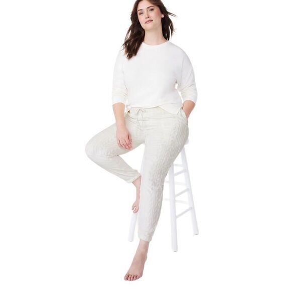 Joyspun Women's Joggers Size 2X Cream Plush Fleece Sleep Athleisure Pockets NWT - Picture 10 of 13